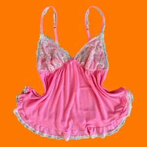 00's vintage pink lace lingerie y2k babydoll MEDIUM victoria's secret